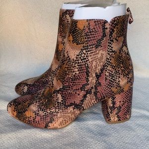 Faux leather snakeskin boots